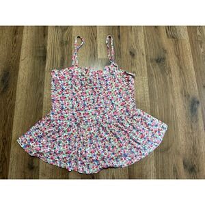 Baker Floral Peplum Cami Top Womens Small Multicolor Sleeveless Summer Used